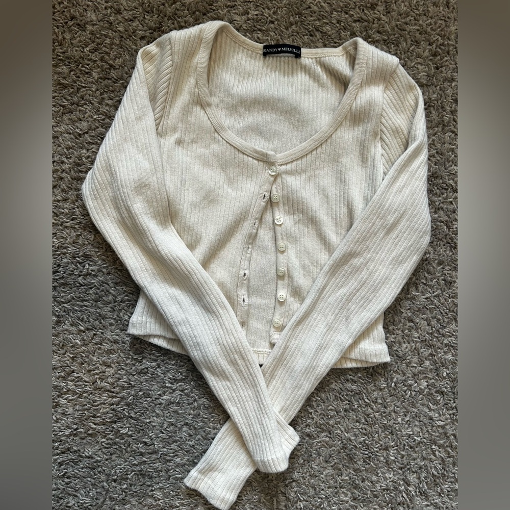 Brandy Melville Cream Ribbed Cardigan